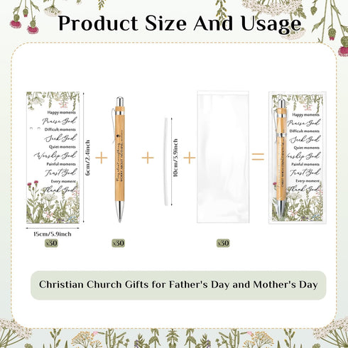 30 Set Christian Religious Gifts Bulk Include Bible Verse Bamboo Pens and Inspirational Bookmarks Scripture Biblical Church Gifts Sunday School Gi...