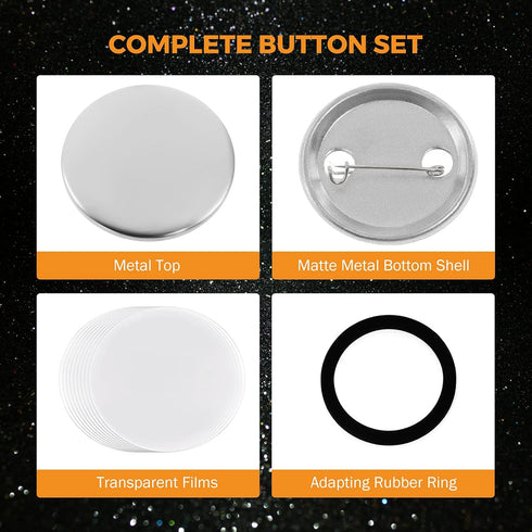 BEAMNOVA 100 Sets of Metal Button Supplies Blanks 37mm / 1.46 in (Approx. 1-1/2 inch) for Button Pin Maker Machine, Matte-Back Metallic Round DIY ...