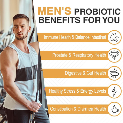 Probiotics for Men, Men Care Supplement, Gut health for men, 500 Billion CFUs & 12 Strains, Mens probiotic with Turmeric, Cranberry, Goji, for Dig...