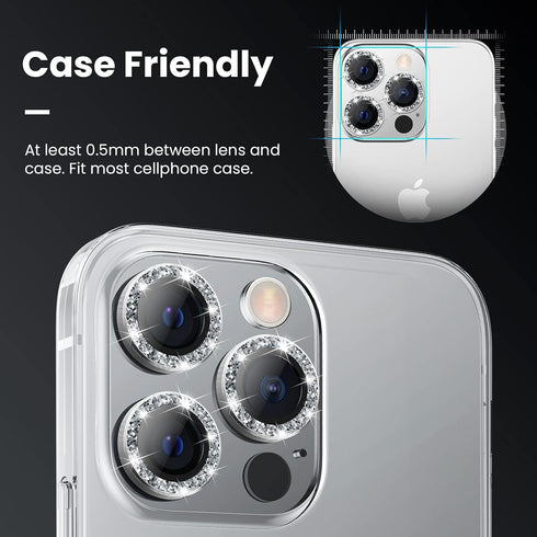Tensea for iPhone 13 Pro - iPhone 13 Pro Max Camera Lens Protector, 9H Tempered Glass Camera Cover Screen Protector, Metal Individual Ring for iPh...