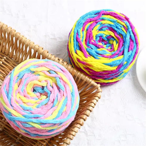Multicolor 190g/ball Chenille Knitting Yarn Soft Ice Strip Line Cotton Yarn DIY Wool Yarn for Hand Knitting Scarf Thick Wool Yarn......