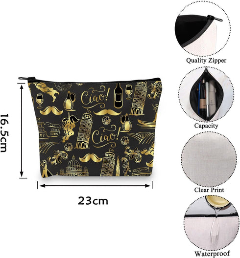 Italy Travel Gift Italy Merchandise Gift Italy Traveller Zipper Pouch Makeup Bag (Italy bag)...