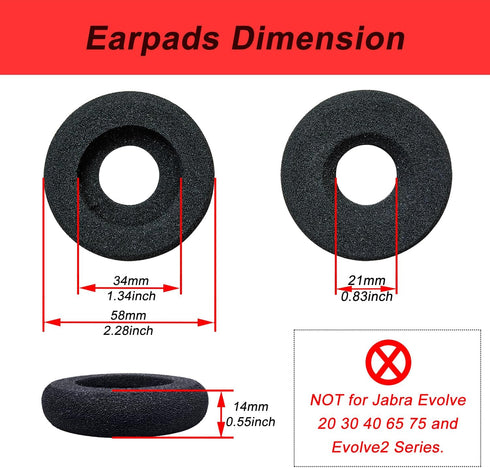 Ear Cushions for Plantronics Headset, Foam Ear Pads Replacement Headphone Covers for Plantronics HW251N 510 520 Blackwire 3210 3220 3310 3320 Jabr...