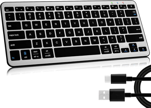 Bluetooth Keyboard, Ultra-Slim Wireless Keyboard for iPad, Rechargeable Ergonomic Computer Keyboard for iOS, Android, Windows PC Tablets Phone, Bl...