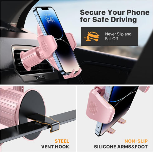 Miracase Phone Holders for Your Car with Newest Metal Hook Clip, Air Vent Cell Phone Car Mount, Hands Free Universal Automobile Cradle Fit for iPh...