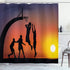 Ambesonne Teen Room Shower Curtain, Boys Playing Basketball at Sunset Horizon Sky Dramatic Scenery, Cloth Fabric Bathroom Decor Set with Hooks, 69...