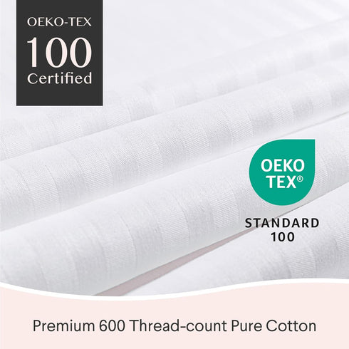 FAUNNA 600TC 100% Cotton Pillow Protectors, Standard Size (20x26), 2 Pack, Oeko-TEX Certified, Hotel Grade Pillow Cover with Silent Zipper, Zip Up...