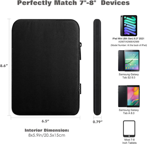 MoKo 7-8 Inch Tablet Sleeve Bag, Polyester Pouch Cover Case Fits iPad Mini (6th Gen) 8.3" 2021, iPad Mini 5/4/3/2/1, Samsung Galaxy Tab S2 8.0, Ta...