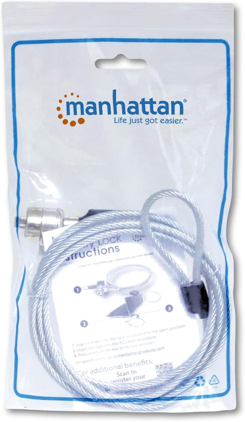 Manhattan Laptop Lock - with 4.6 ft Security Cable, K-Slots, Radial Lock Design with 2 Keys Included - For Computer, Notebook, Displays, Projector...