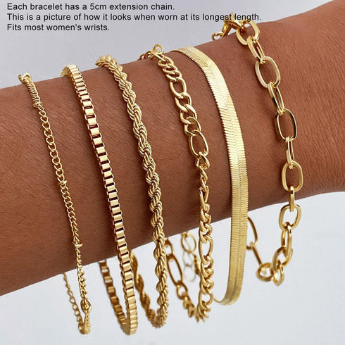 KISS WIFE Gold Bracelets for Women, Thin Dainty Stackable Bracelet Pack, Simple Trendy Adjustable Bracelets Set, Fashion Accessories Jewelry Gifts...