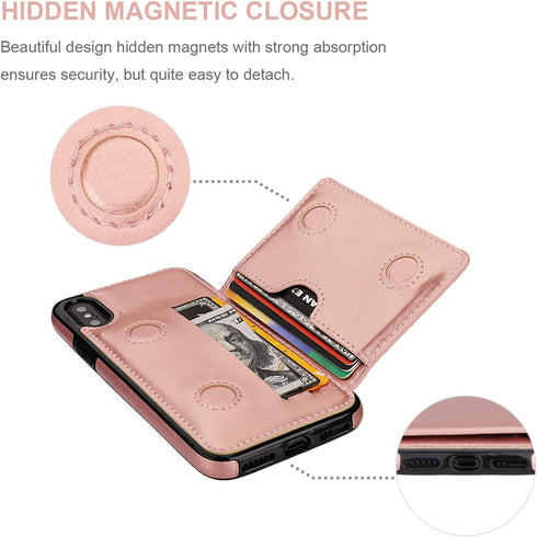 KIHUWEY Compatible with iPhone Xs/X Wallet Case Credit Card Holder, Premium Leather Kickstand Durable Shockproof Protective Cover for iPhone X/Xs ...