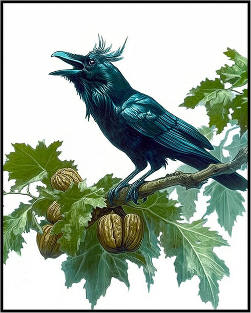 Posterizer 1 pcs-detailed natural history illustration of a raven-Corvus corax 4-Art for Animal Lovers-Gift for Men Women Teens-Chic Home Decor- u...