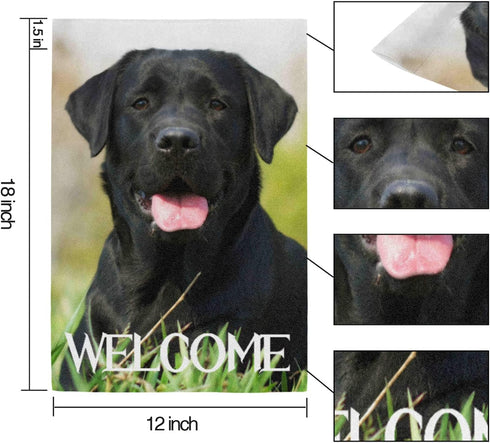 TropicalLife Welcome Black Labrador Dog on the Grass Polyester Garden Flag Banner 12 x 18 Inch Double Side Print Home Outdoor Patio Yard Garden De...