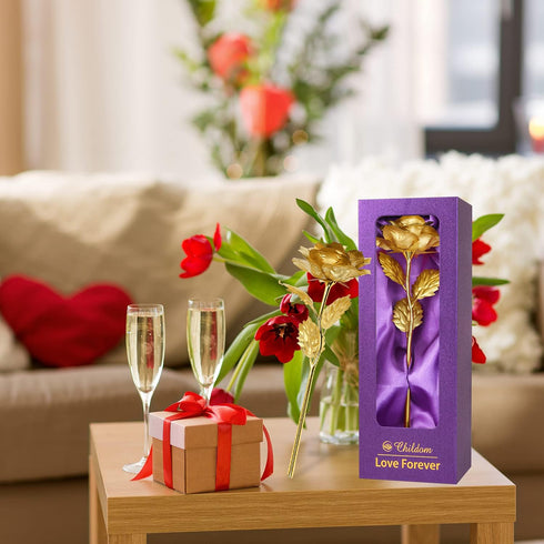 Childom Birthday Gifts for Women,Christmas Rose Gifts for Mom,Gold Rose Present for Her,Wife,Sweet Artificial Flower for Grandma,Daughter,Women,Ch...