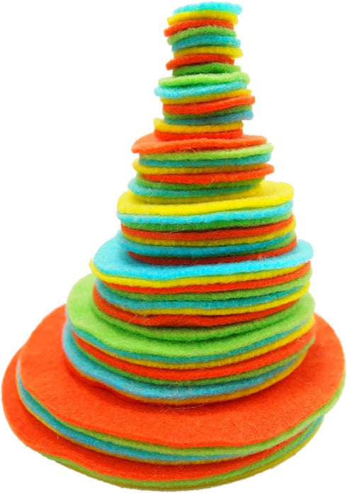Playfully Ever After Light Green, Turquoise, Orange & Yellow Craft Felt Circles (Mixed Size Pack - 56pc)...