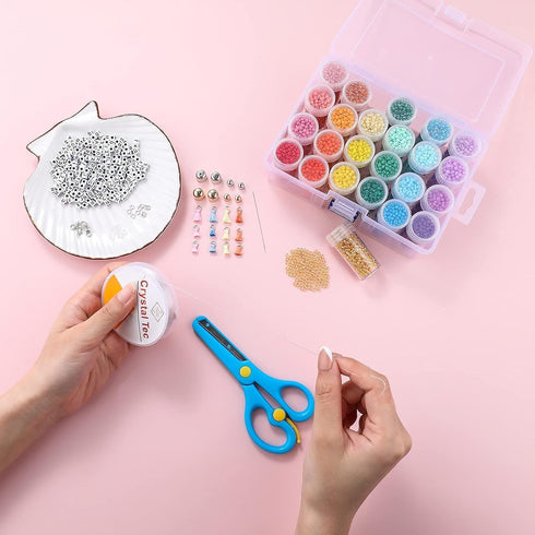 Miss Rabbit Seed Bead Kit, Beads for Jewelry Making 24000 PCS 3mm Glass Seed Beads and 100 PCS 5mm Alphabet Letter Beads for Bracelets Making with...