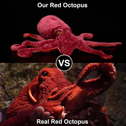 ZHONGXIN MADE Simulation Octopus Plush Toy -Red Soft Real Life Octopus Stuffed Animal Toys, Lifelike Deep Sea Creeping Animal Octopuses Plush Toys...