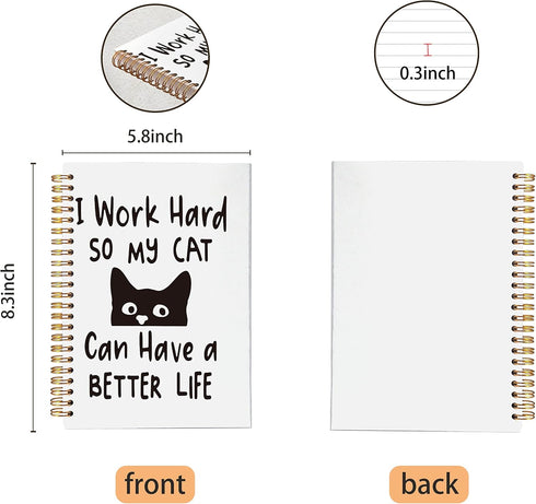 Cat Spiral Notebook Journal 5.5 x 8.3 inches,Funny Peeking Spiral Notebook,Cat Themed Lined Hardcover Spiral Notebook,Gifts for Cat Lovers Cat Mom...