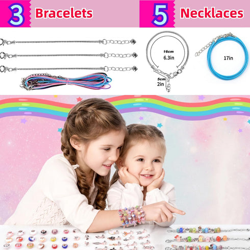 DiiuuAII Charm Bracelet Making Kit for Girls,142 Pcs DIY Charm Bracelet Jewelry Making Kit, Gift Packaging Available As Christmas Gift,with a Port...
