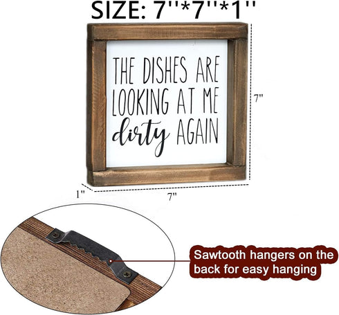 Lavender Inspired The Dishes are Looking at Me Dirty Again -Funny Kitchen Signs-Mini Farmhouse Framed Kitchen Decor-Tiered Tray Sign-Kitchen Count...