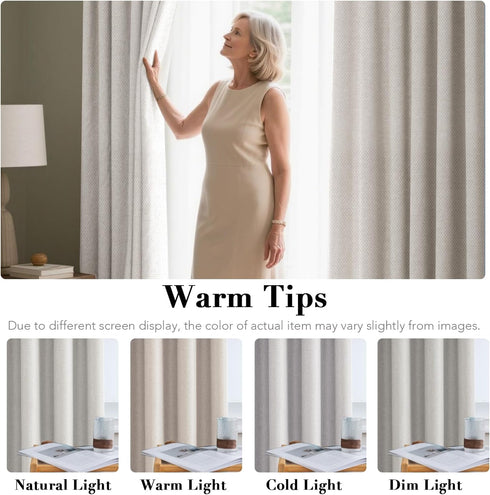 H.VERSAILTEX Linen Blackout Curtain 96 Inches Long for Bedroom/Living Room Thermal Insulated Grommet Linen Look Curtain Drapes Primitive Textured ...