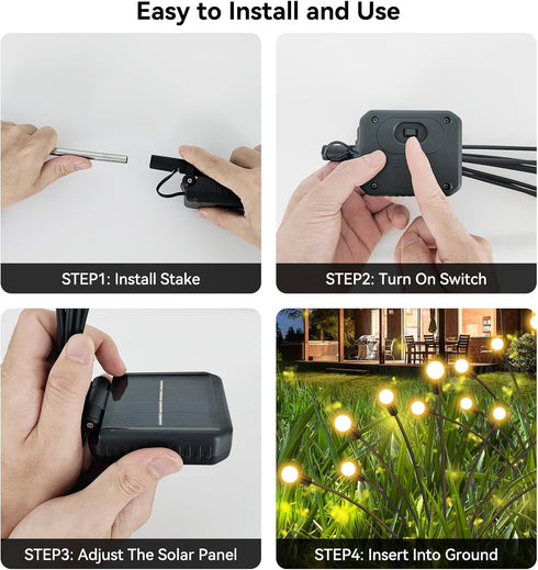 Solar Garden Lights Outdoor Waterproof, 2 Pack 16 LED Decorative Solar Swaying Lights, Solar Firefly Lights Outdoor Garden Decor Lights for Patio,...