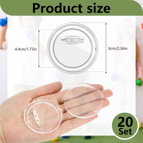20 Set Clear Button Pins For Crafts? Plastic Button Making Kit,Blank Button Pins Bulk, Make Your Own Buttons Badge Maker Diy Crafts?Photo Buttons ...