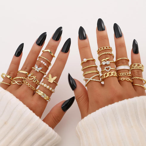 Vintage Gold Knuckle Rings Set for Women,Bohemian Stackable Joint Finger Ring Sets,Y2K Fashion Cute Retro Midi Rings Pack Trendy Dainty Jewelry Gi...