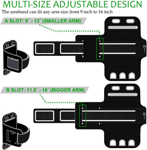 Arm Phone Holder for Running, Armband Cellphone for iPhone 15 14 13 12 11 Pro Max/XR/8 7 6s Plus, for Galaxy A/S/Note Up to 6.9’’, for Exercise Gy...