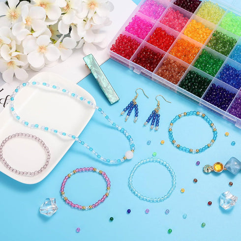 Paxcoo 5320Pcs Crystal Beads for Jewelry Making, Crystal Acrylic Beads Faceted Jewelry Beads Bicone Gem Beads jewel for Jewelry Making (4 MM)...