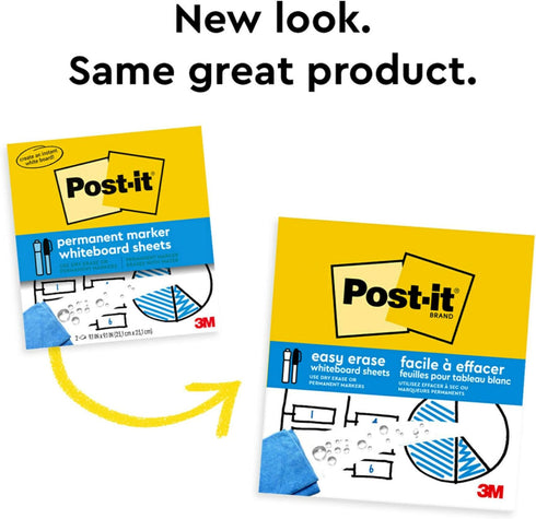 Post-it Easy Erase Permanent Marker Whiteboard Surface, 9.1 in x 9.1 in...