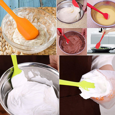 8.5 inch Silicone Spatulas One Piece Design-Heat Resistant Small Rubber Spatula for Mixing Cooking Baking, 3 pack...