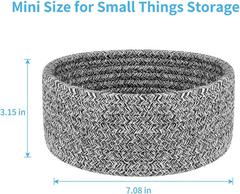 ABenkle 2 Pack Small Baskets, Cotton Rope Woven Basket, Cute Mini Tiny Storage Baskets, Decorative Boho Basket for Nursery Living Room Bedroom Mon...