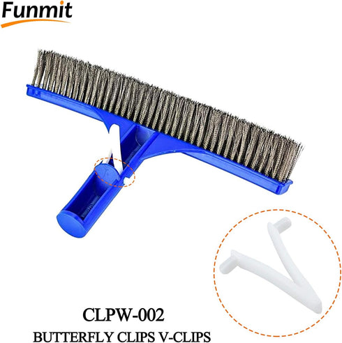 Funmit Pool Butterfly Clips V-Clips Attachment Clips Replacement for Pool Spa Brush Leaf Rake Leaf Skimmer (24 Pack)...