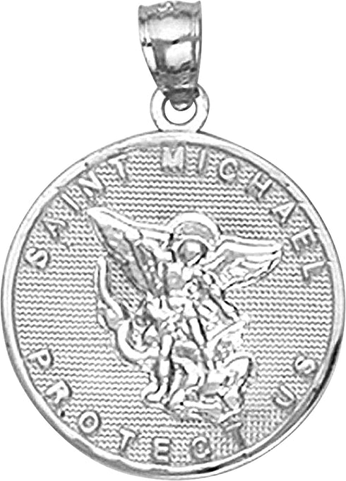 .925 Sterling Silver Saint Michael Charm Medal Pendant...