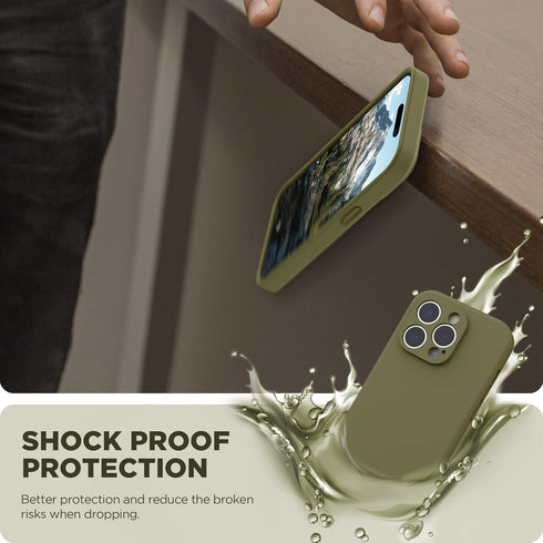 SURPHY Designed for iPhone 14 Pro Max Case with Screen Protector, (with Camera Protection + Soft Microfiber Lining) Liquid Silicone Phone Case, Kh...