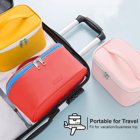 Meiyuuo Medium Makeup Bag Portable Cosmetic Bags for Women Small Zipper Pouch Make Up Organizer Waterproof (Red)...