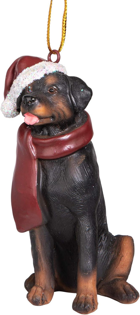 Design Toscano Christmas Xmas Rottweiler Holiday Dog Ornaments, Full Color...