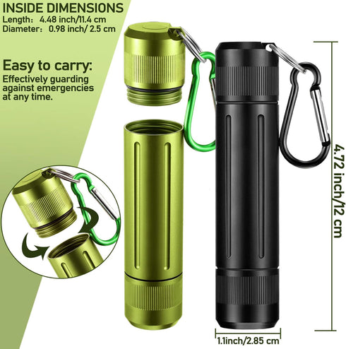 3 Pieces Metal Container Portable Sealed Container Bottles Aluminum Alloy Case Waterproof Jar Travel Container with Key Chain for Outdoor Camping ...