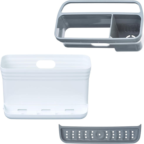 Glad Kitchen Sink Organizer Caddy with 2 Compartments | Sponge Holder for Soap, Scrubber Brush, and Dish Cloth | Drain Holes and Pour Spout Keeps ...