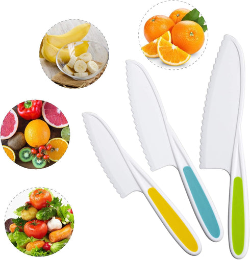 8 Pieces Kids Kitchen Knife Set Plastic Knife - Kids Chef Nylon Knives Children's Safe Cooking for Fruit, Bread, Cake, Salad, Lettuce Knife...