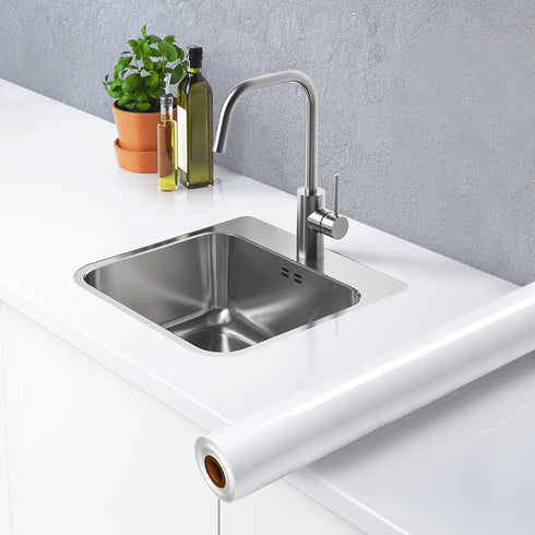 Wudnaye White Contact Paper Peel and Stick Wallpaper Glossy White Contact Paper for Cabinet 11.8inchx196.8inch Self Adhesive Kitchen Backsplash Sh...