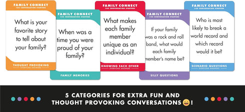100 Family Conversation Cards - Developed by a Licensed Therapist - Fun Family Games for Kids & Adults - Get to Know Each Other Better & Strengthe...