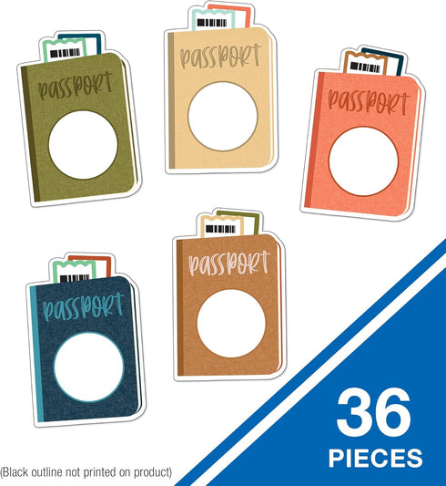 Carson Dellosa Let's Explore 36-Piece Adventure Awaits Passports Bulletin Board Cutouts, Travel Bulletin Board Decorations, Passport Cutouts for B...