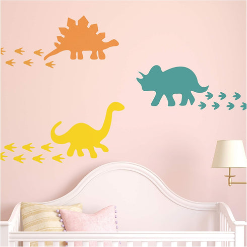 Dinosaur Wall Decal - Dinosaur Footprints Stickers - Vinyl Wall Art for Boys Girls Kids Bedroom Nursery Home Decor...