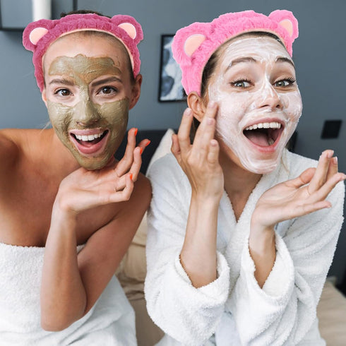 WHAVEL 2PCS Spa Headband, Cute Bear Ears Headband Makeup Skincare Headbands Face Wash Headband (Pink, Rose)...