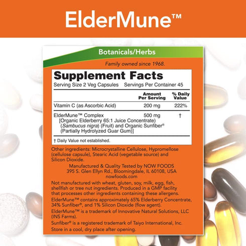 NOW Supplements, ElderMune 65:1 Elderberry Juice Concentrate With Vitamin C, Immune System Support, 90 Veg Capsules...