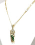Gold Plated Green Saint Jude Pendant Necklace Figaro 24" San Judas Tadeo Medalla Cadena Oro Laminado...