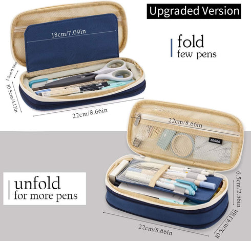 EASTHILL Big Capacity Pencil Pen Case Office College School Large Storage High Capacity Bag Pouch Holder Box Organizer Blue...