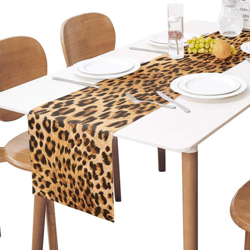 Leopard Print Table Runner-Cotton linen-Long 90 inche Cheetah Print Dresser Scarves,Animal Tablerunner for Kitchen Coffee/Dining/Sofa/End Table Be...